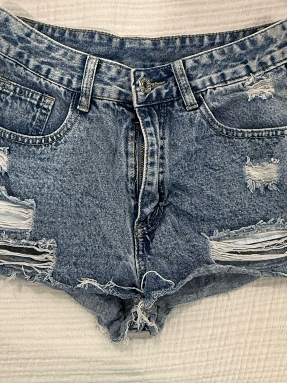 SHEIN Distressed Blue Denim Jean Shorts